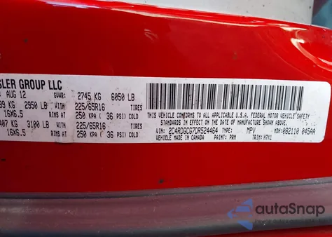 2013 Dodge Grand Caravan Sxt from USA, damaged, VIN 2C4RDGCG7DR524464